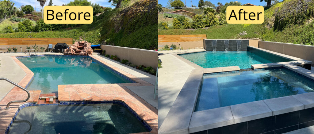 Transformed pool area, pool remodeling design.