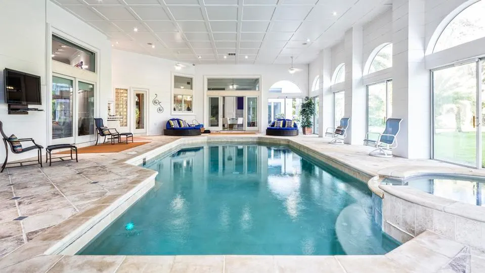 indoor swimming pool construction with a final design