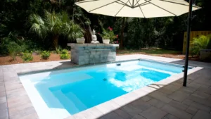 Serene backyard plunge pool oasis